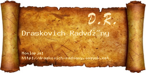 Draskovich Radvány névjegykártya